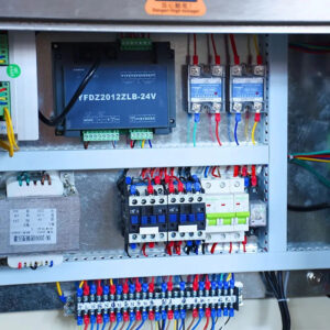 detail mesin pengepakan kantong buhul - kotak listrik kontrol PLC